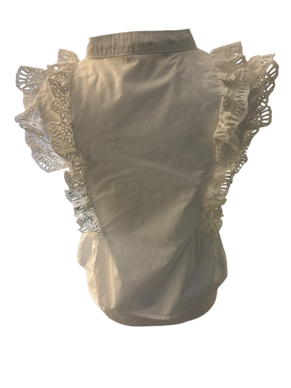 White Eyelet Ruffle Button-Front Pintuck Blouse - Picture 3 of 4